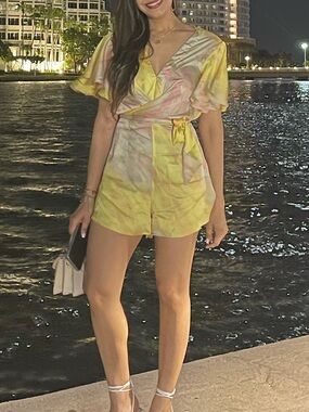 Petal & Pup Yellow Pink Tie-Dye Romper